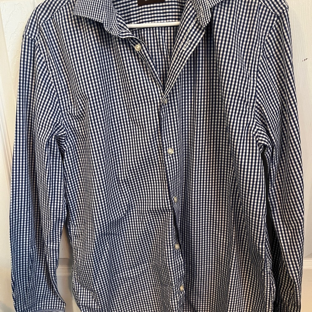 Men's Blue Checkered Button Up Shirt
